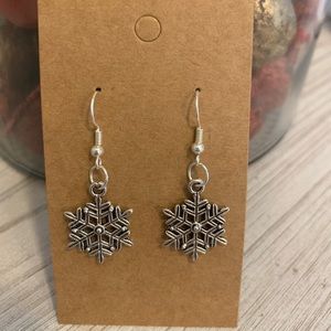 Silver Snowflake Dangle Earrings